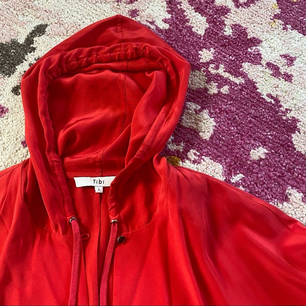 Tibi Red silk hoodie size large
